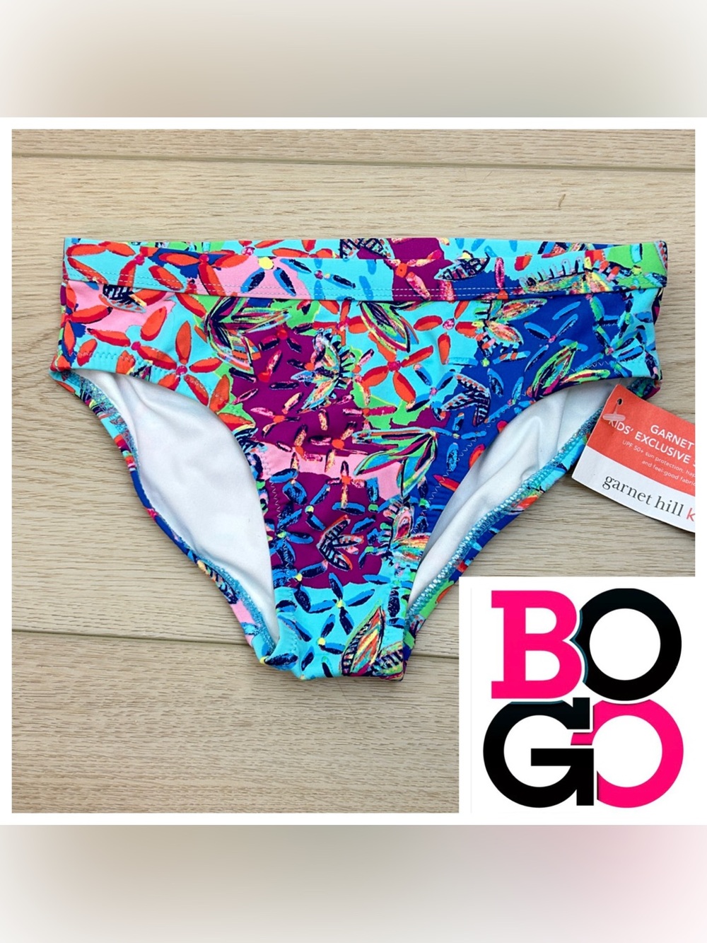 Garnet Hill Kids Multicolor Tropical Bikini Bottoms (bottoms only)size 8 NWT